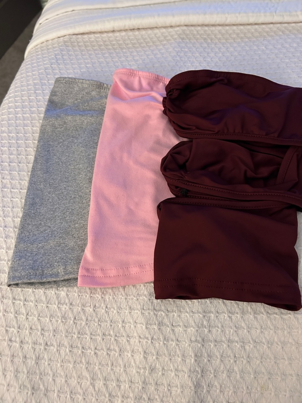 Three Tube Tops - Gray, Pink, Burgundy